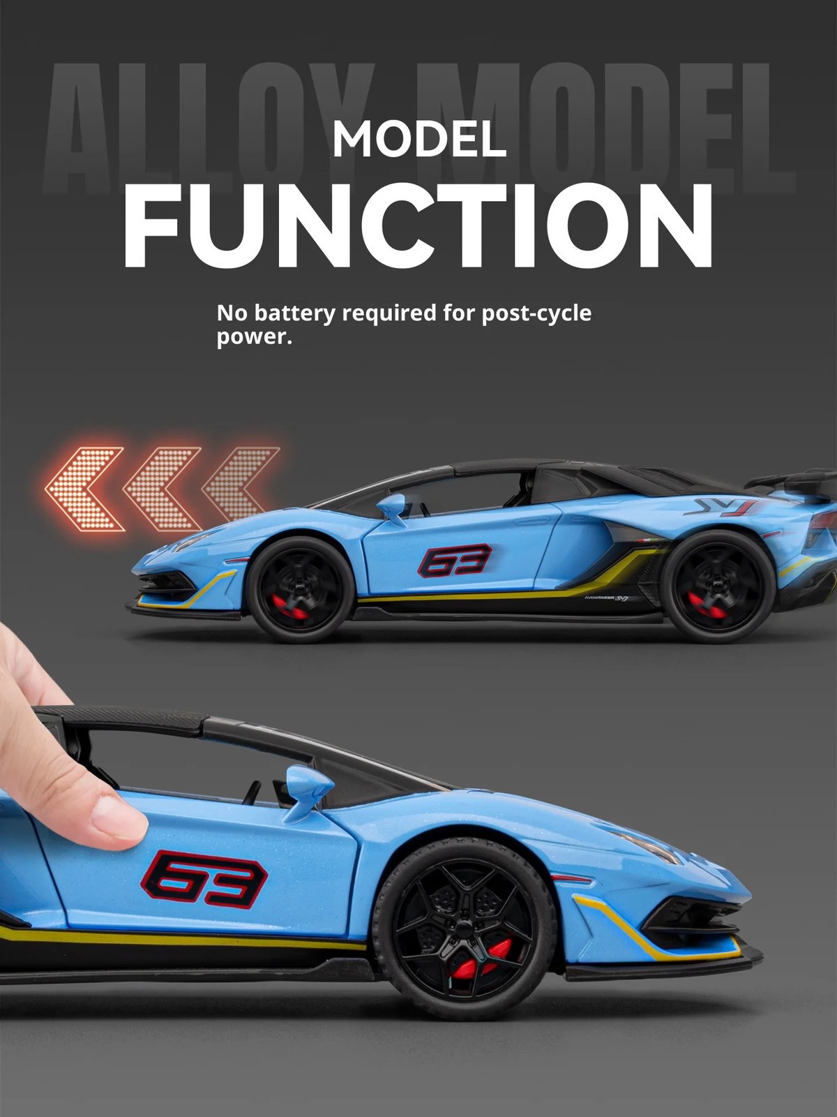1/32 Lamborghini SVJ63 Alloy Diecast Sports Car Model Sound and Light Pull Back