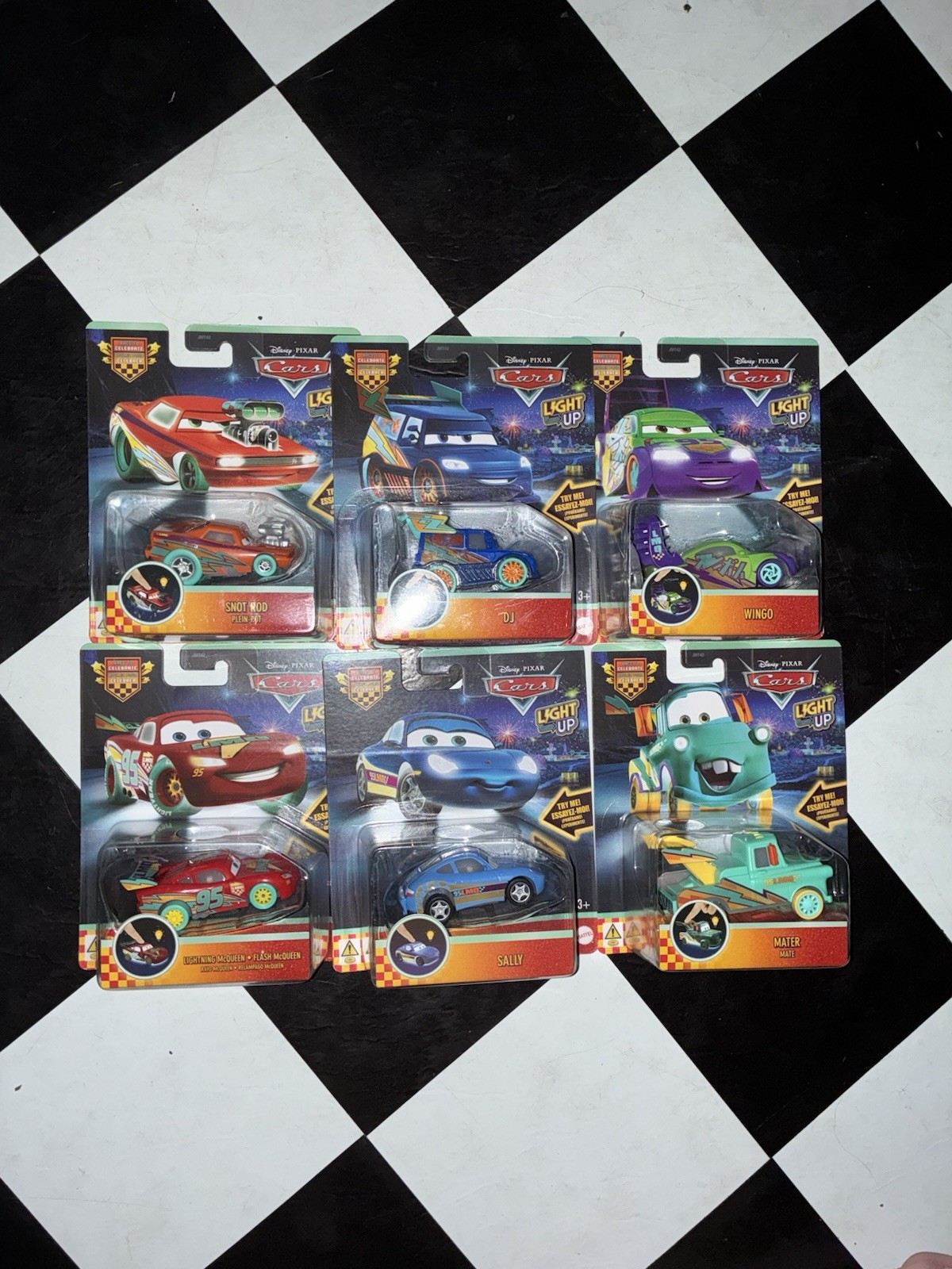 2026 Disney Pixar Cars Race to Celebrate Light-Up Series Complete Set of 6 NIB