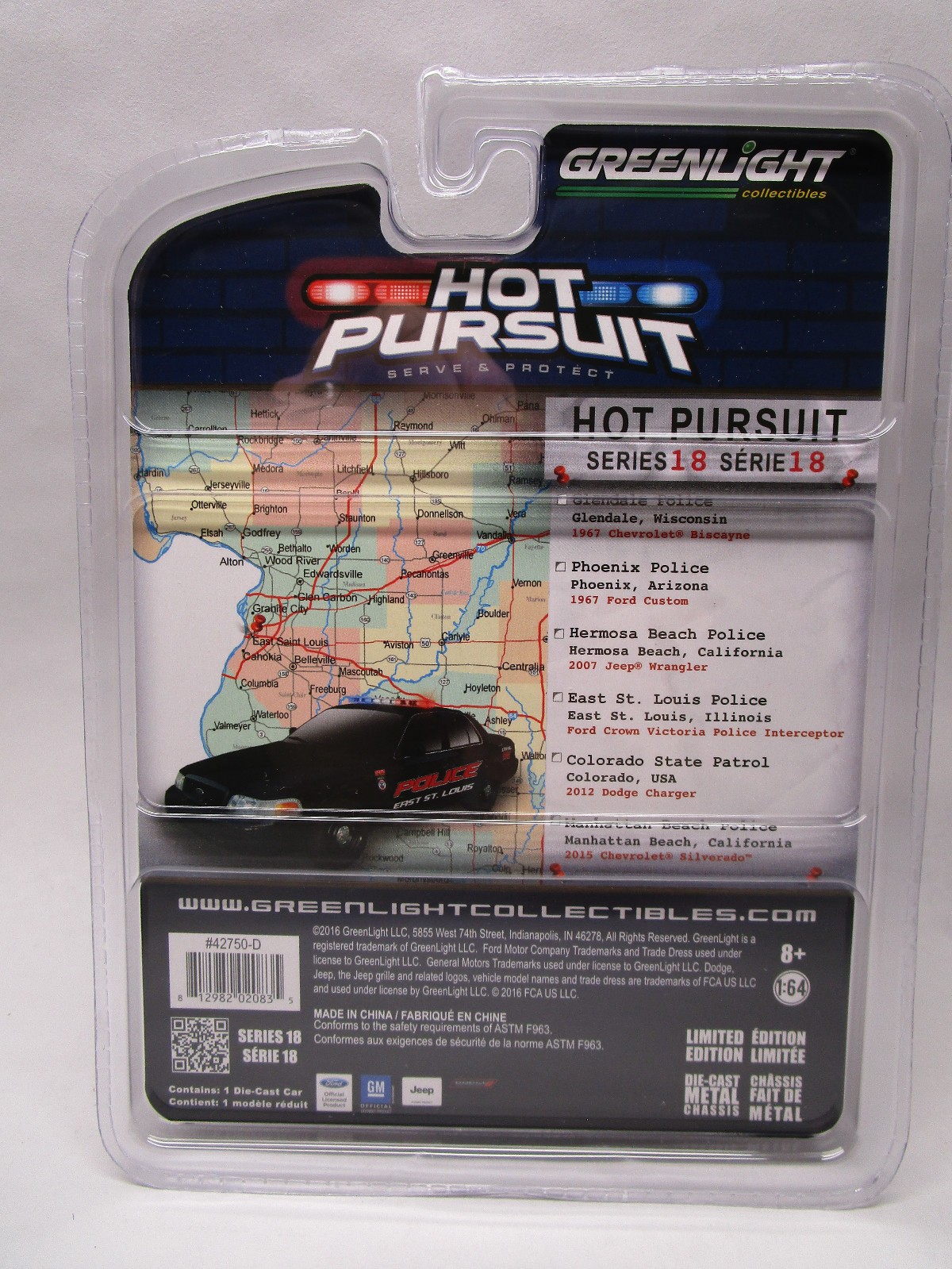 Greenlight Hot Pursuit Series 18 1:64 Ford Crown Victoria East St. Louis Police
