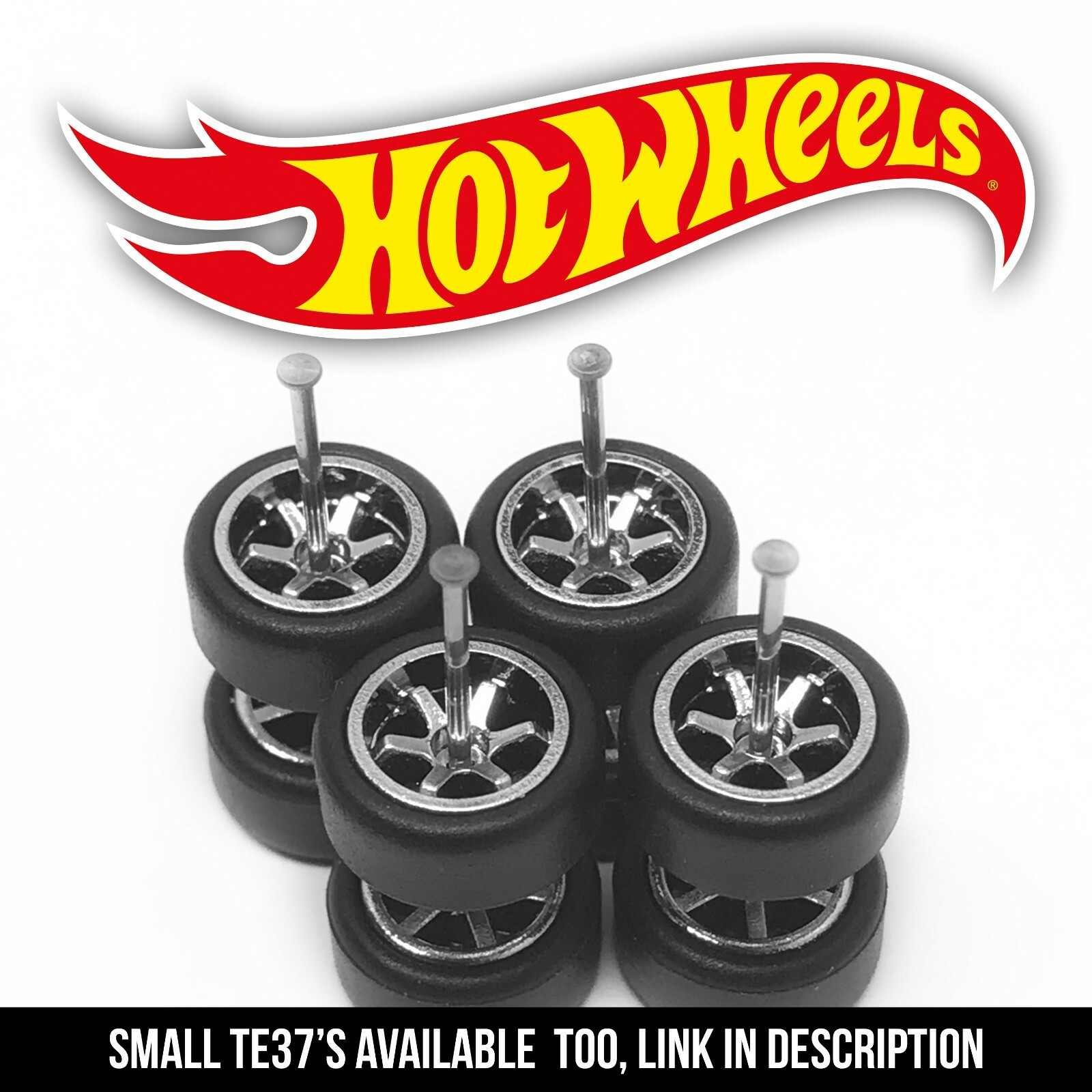 1/64 Scale TE37 Volk Rays 6 spoke Real Riderz Wheels Rims Tires Set Hot Wheelz