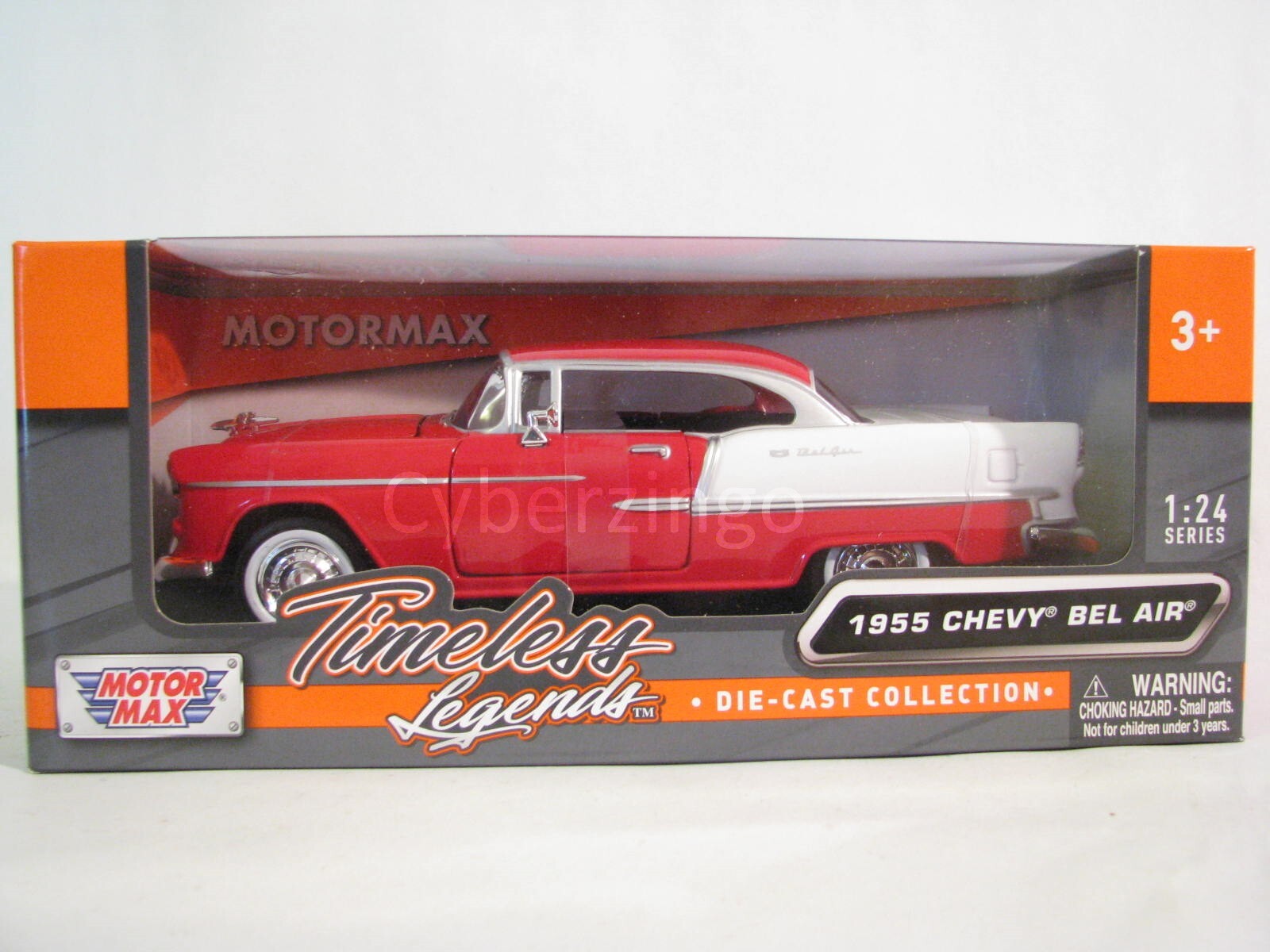MotorMax 1955 Chevy Bel Air Red And White 1:24 Diecast Model PREOWNED