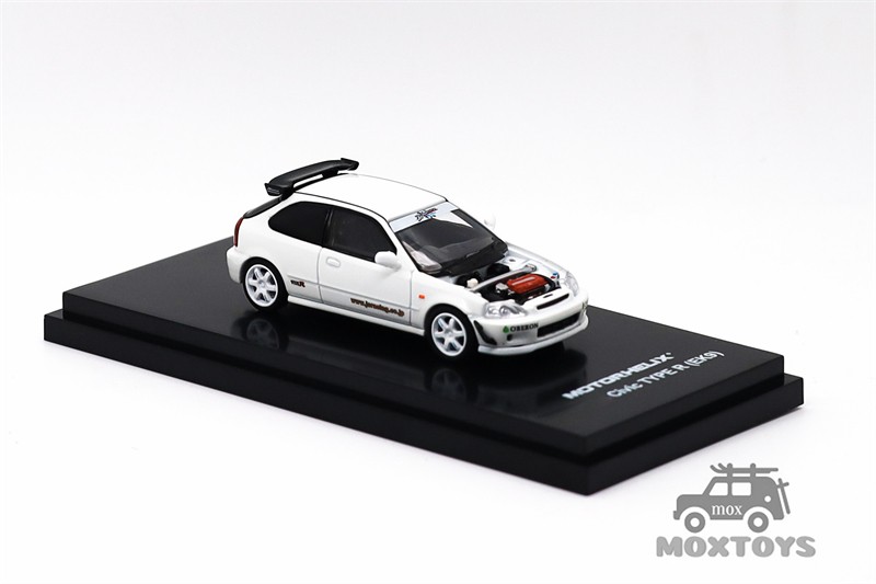 MOTORHELIX 1:64 Civic TYPE R (EK9) j’s Racing White Diecast Model Car