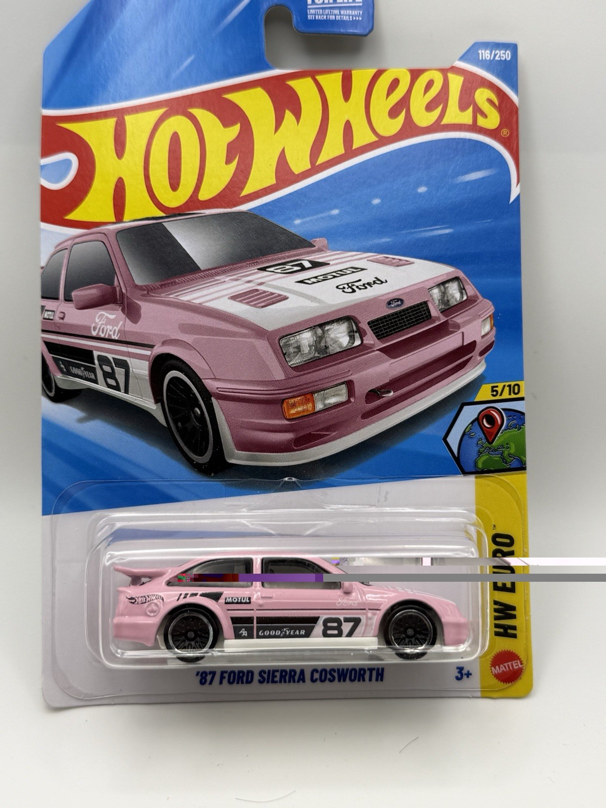 HOT WHEELS ’87 Ford Sierra Cosworth Pink HW Euro JJM19 2026