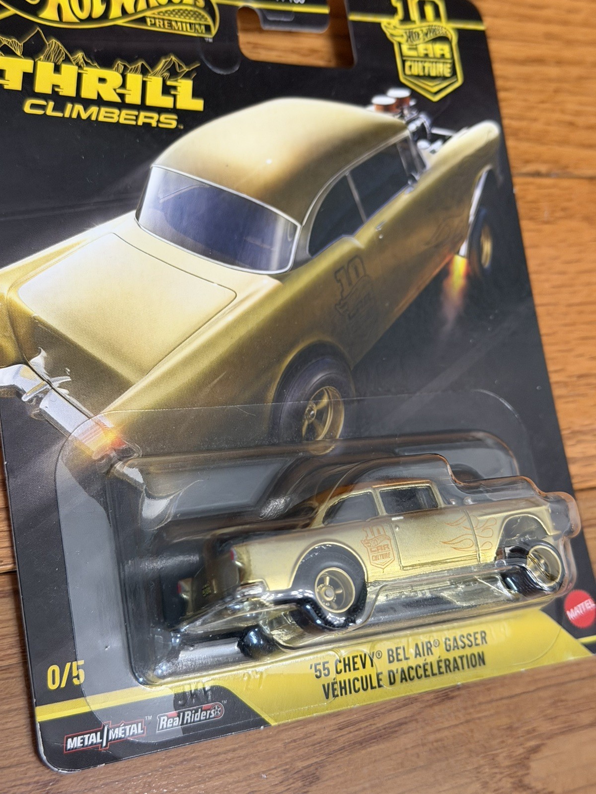 Hot Wheels Premium Thrill Climbers ’55 Chevy Bel Air Gasser 0/5 Gold Chase Mint