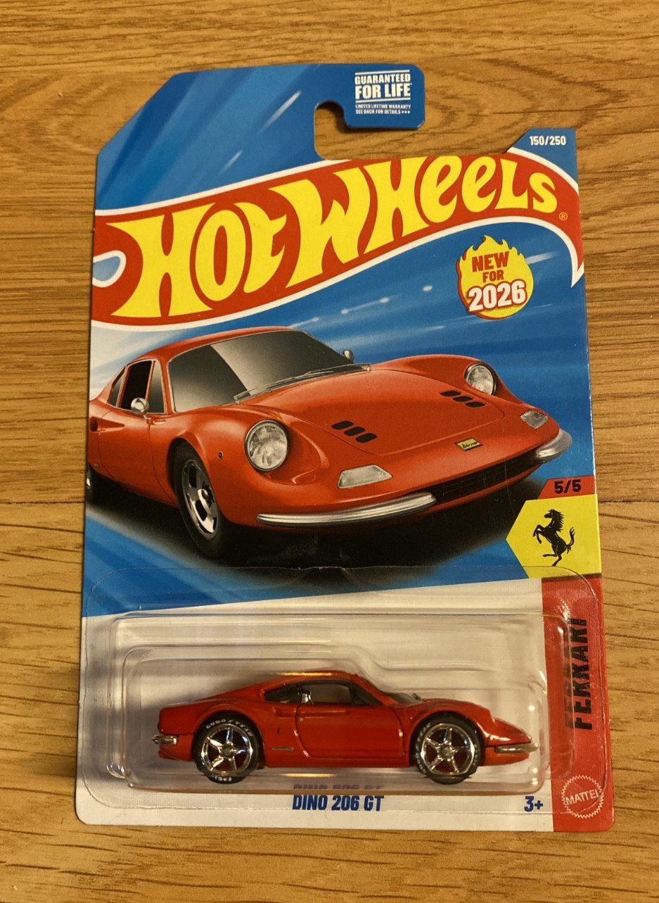 Hot Wheels Ferrari Dino 206GT Red CUSTOM Super Real Riders Wheel Swap