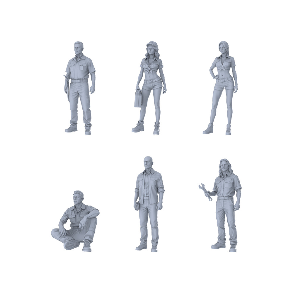 MRY-SFW LYTR352 1/64/87/160 Mechanic Hexad Auto Repair Figures DIY Decoration