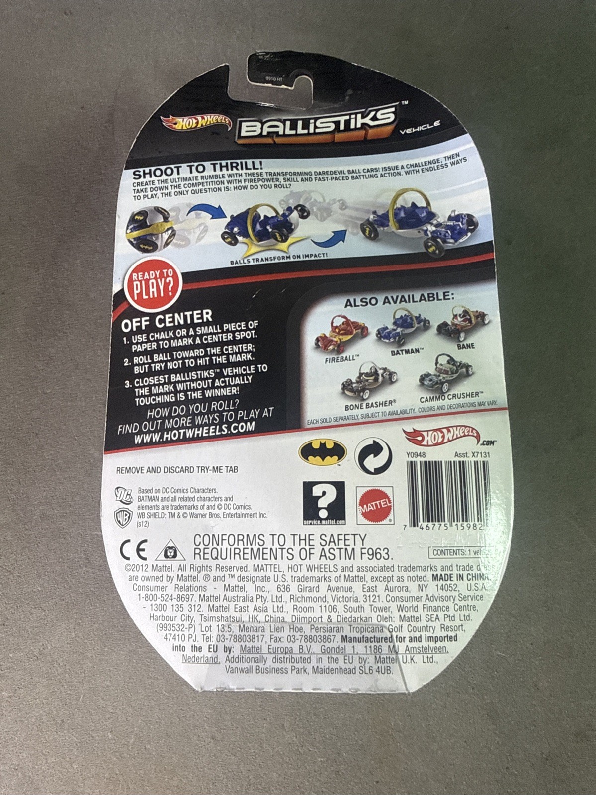 Hot Wheels Ballistiks Batman Blue and Yellow New