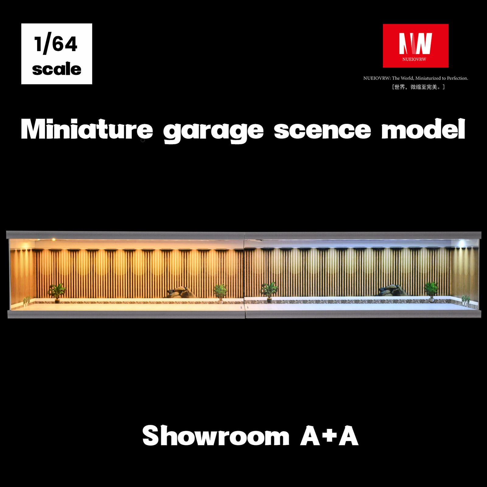 1/64Diorama Diecast Garage Model LED Parking Lot Scene Model Car Display Case US