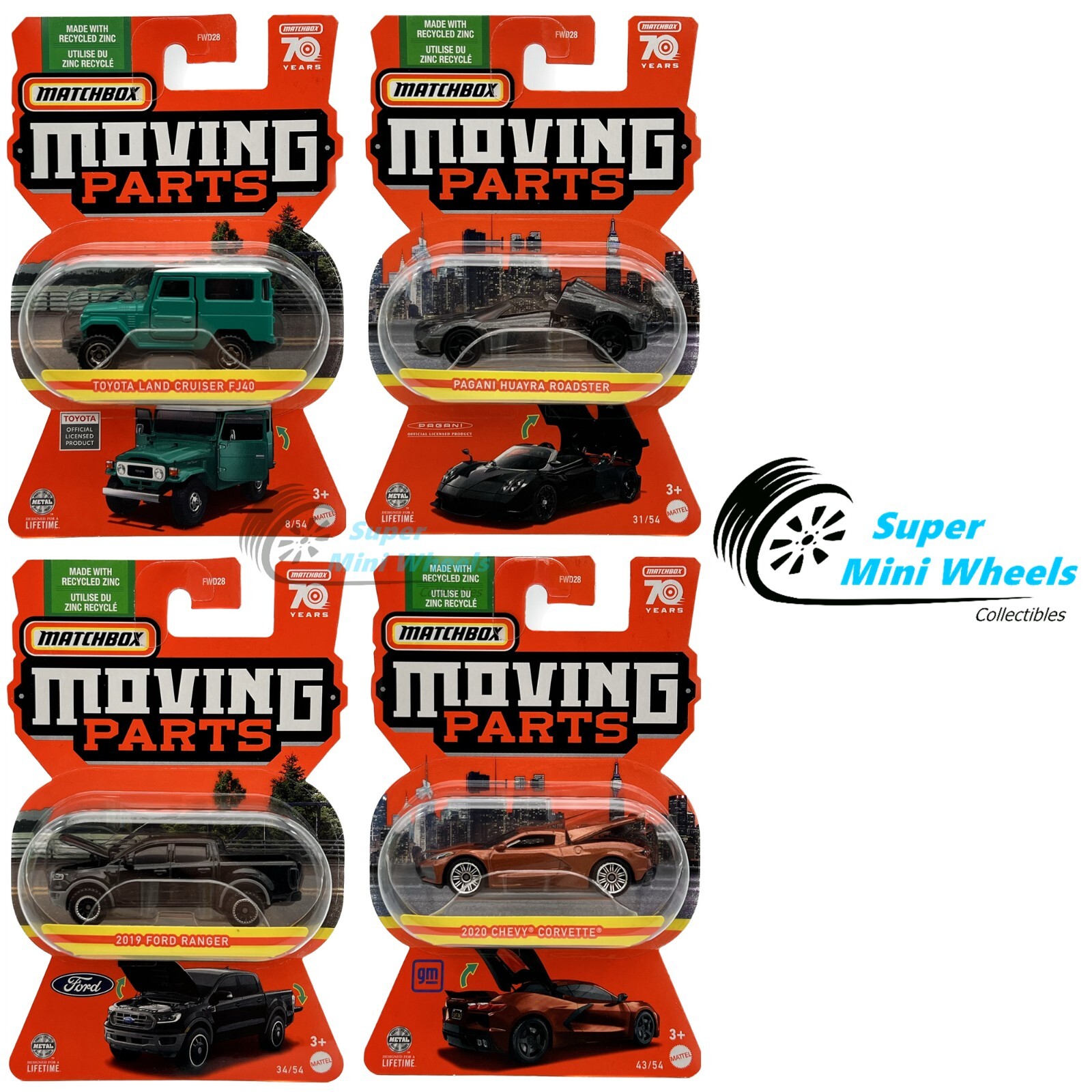Matchbox 1:64 – 2023 Moving Parts Mix 2 Set 4 Cars