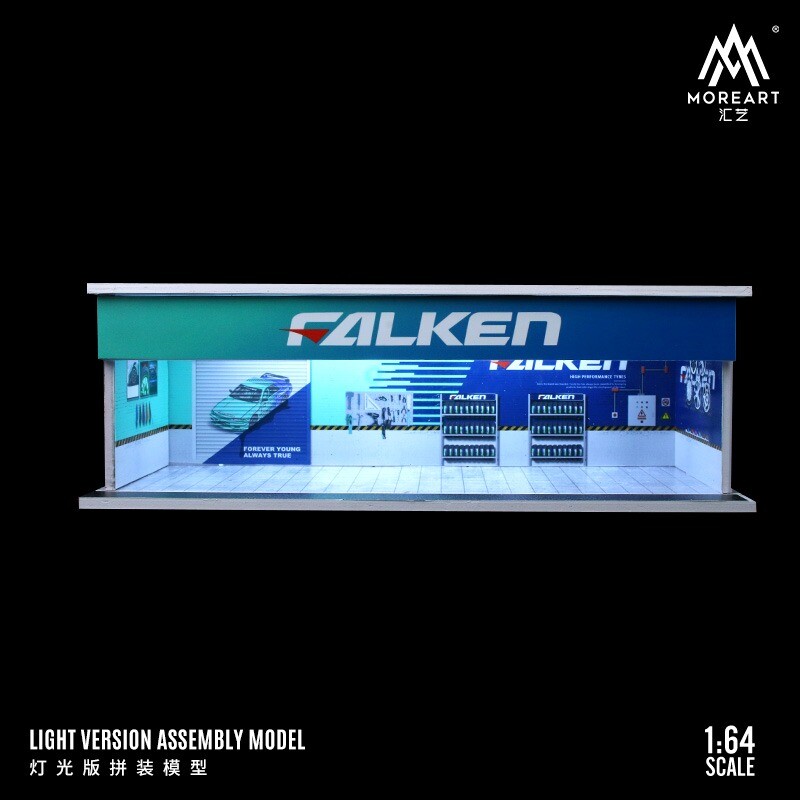 1/64 Diorama Die-cast Car Garage Model LED Lighting City Parking Lot Scene Model