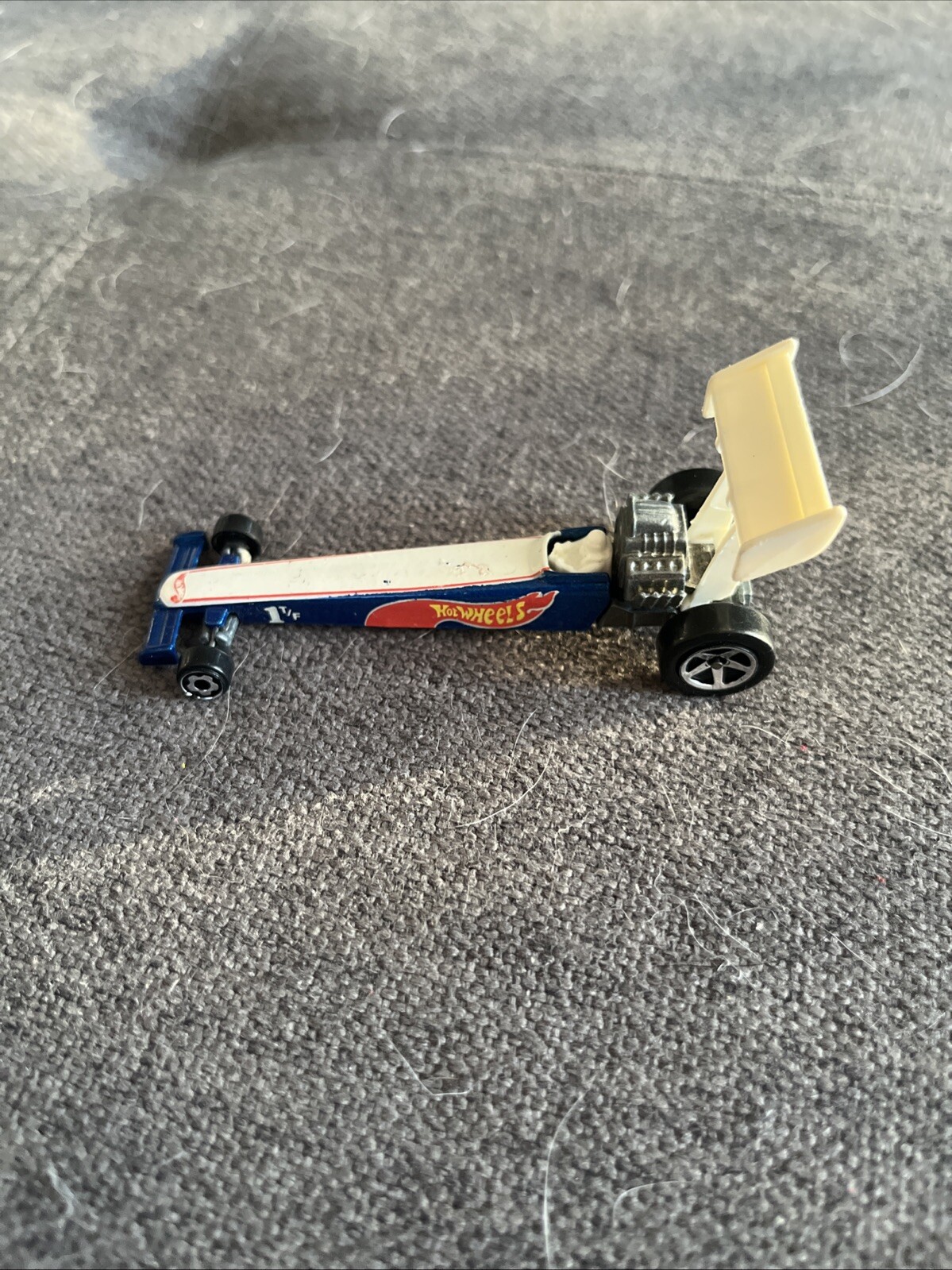 Hot Wheels Blue Race Team Dragster 1T/F w/5 Spoke Wheels Blue 1992 Malaysia