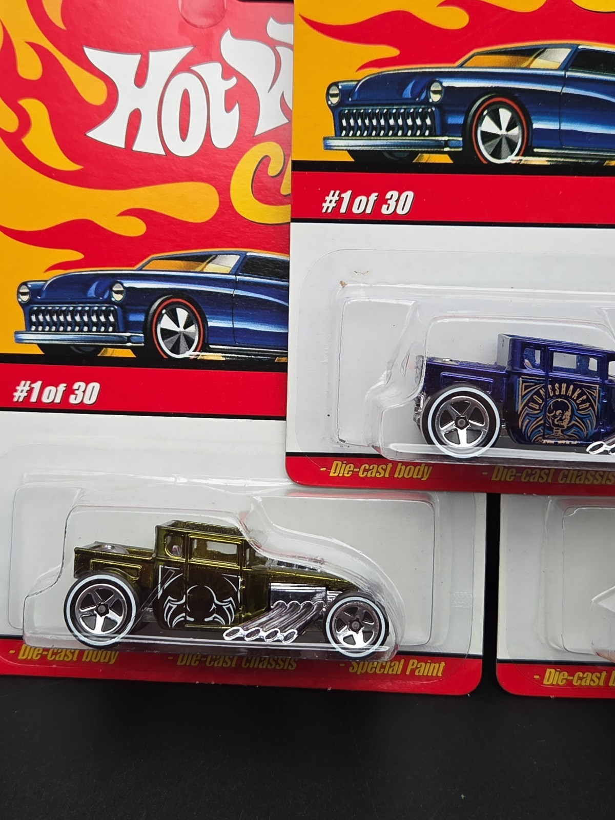 Hot Wheels Classics Series 3 Bone Shaker 1/30 Blue, Olive & Copper Lot Of 3