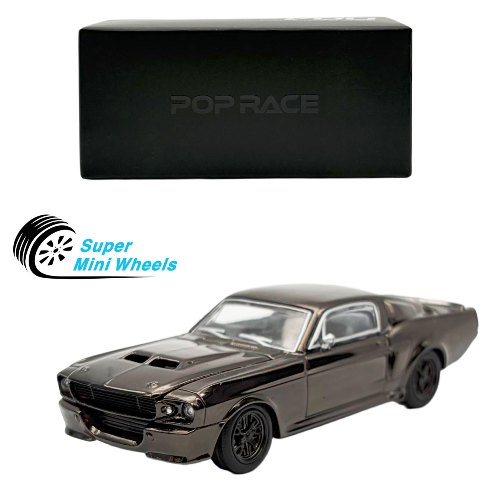 Pop Race 1:64 Shelby Mustang GT500 Dark Chrome – PRDC004