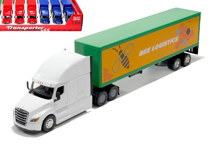 Welly 1:64 Freightliner Cascadia Tractor/Trailer Truck – Transporter – 3 Colors