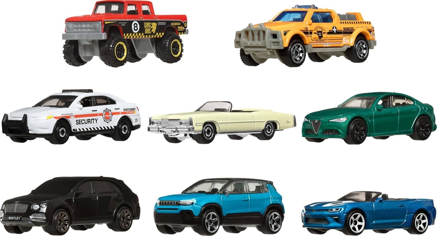 Matchbox 8-Pack Die-Cast Vehicles 1:64 Scale 8 Themed Cars 1 Exclusive Style