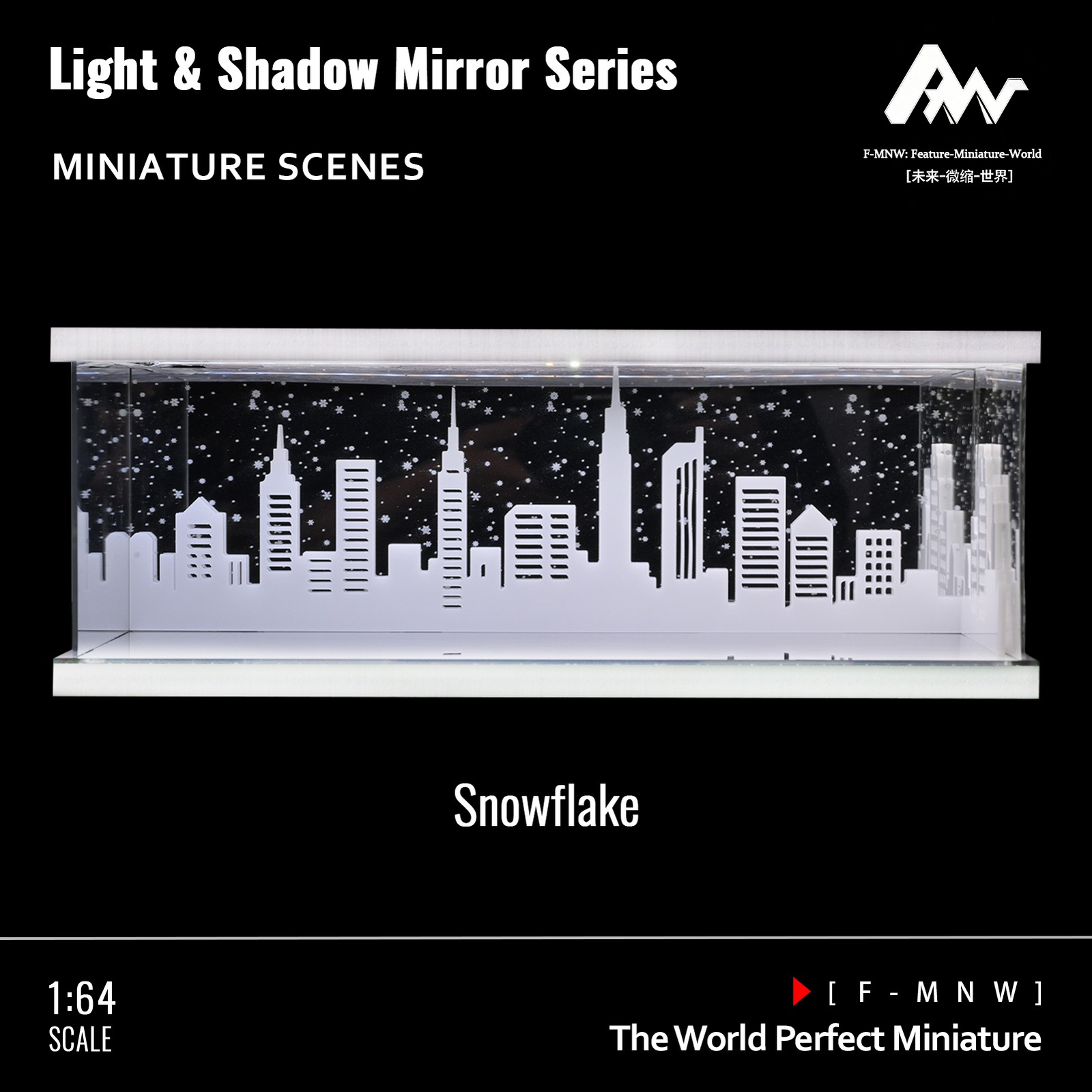 1/64 Diorama Mirror Garage Model 3-Color LED Parking Lot Display Case Building
