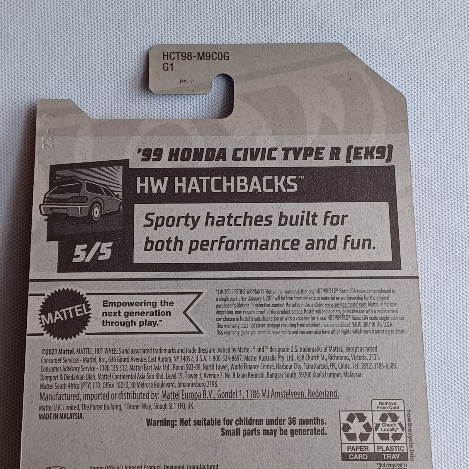 2021 HOT WHEELS *’99 HONDA CIVIC TYPE R (EK9)* *RYU’S RIDES* *VERY RARE* SEALED