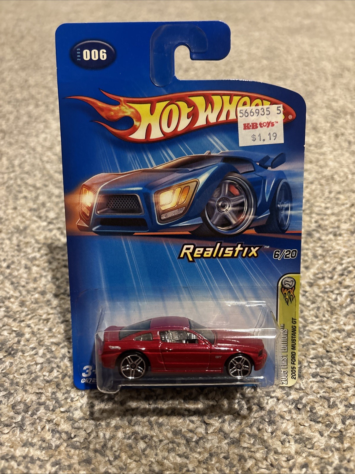 2005 Hot Wheels First Editions Realistix 6/20 2005 Ford Mustang GT Red Body Pr5