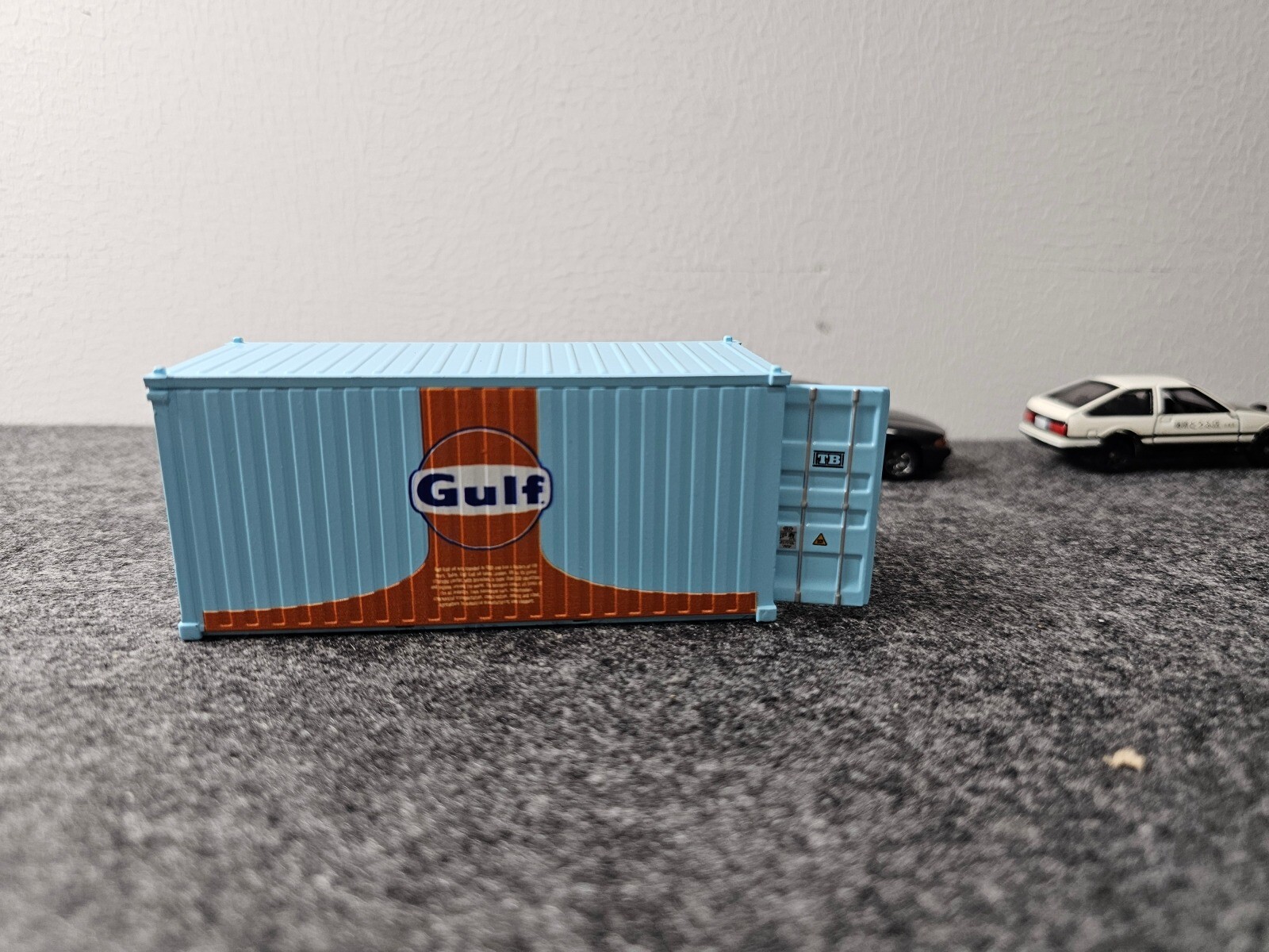 1:64 Alloy Gulf Painted 20′ Container Box Model Miniature Scene Barn Door Open