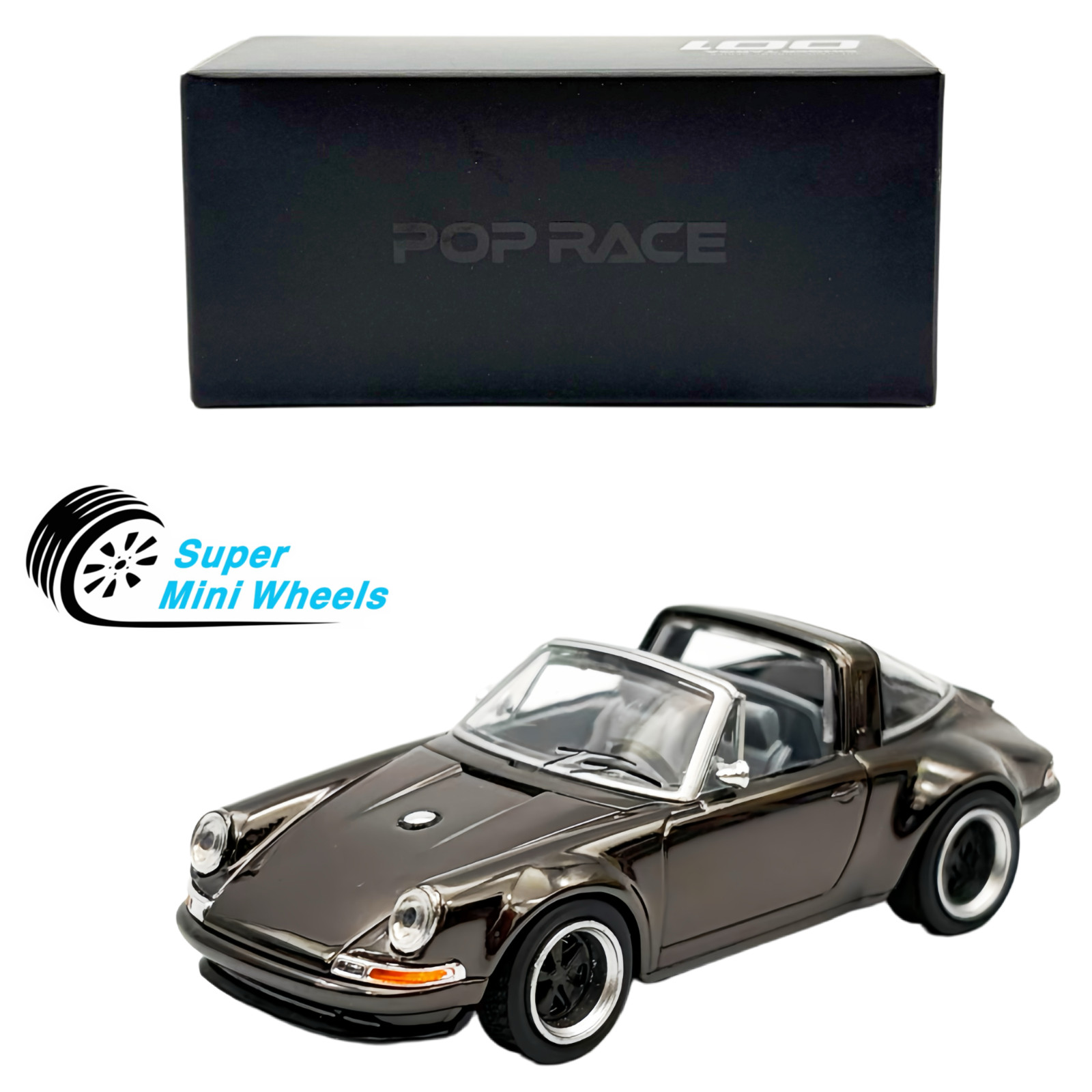 Pop Race 1:64 Porsche Singer Targa Dark Chrome – PRDC001