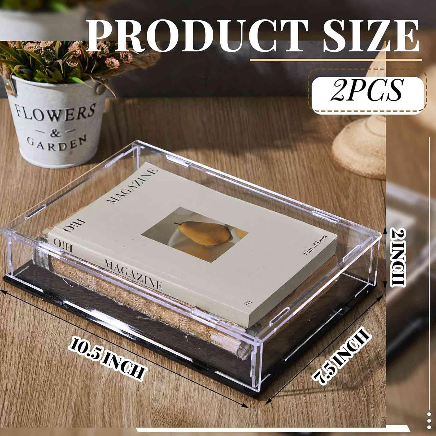 2 Pcs Book Display Case Clear Acrylic Box Book Protector Case with Black Base, S