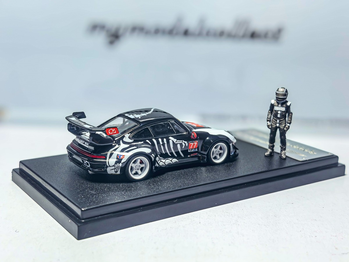 MC 1:64 Porsche RWB 993 High Wing White Bone Dragon Model Diecast Metal Car