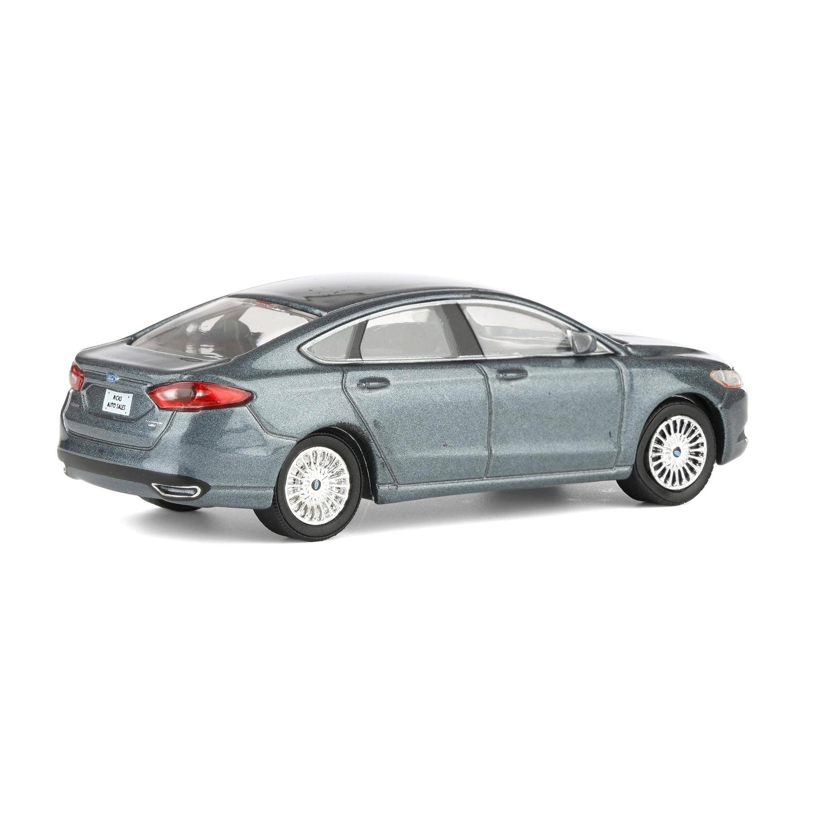 Greenlight 1/64 2013 Ford Fusion SE, Gray, Rick’s Auto Sales 51623