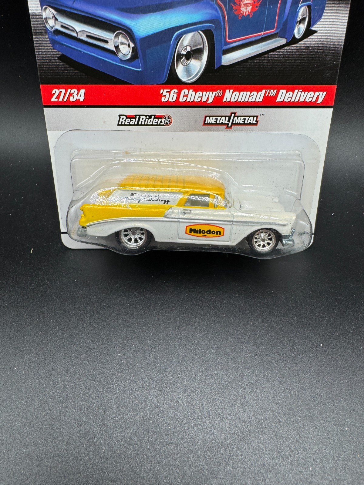 Hot Wheels 2010 Slick Rides #27/34 ’56 Chevy Nomad White/Yellow – Real Riders V3