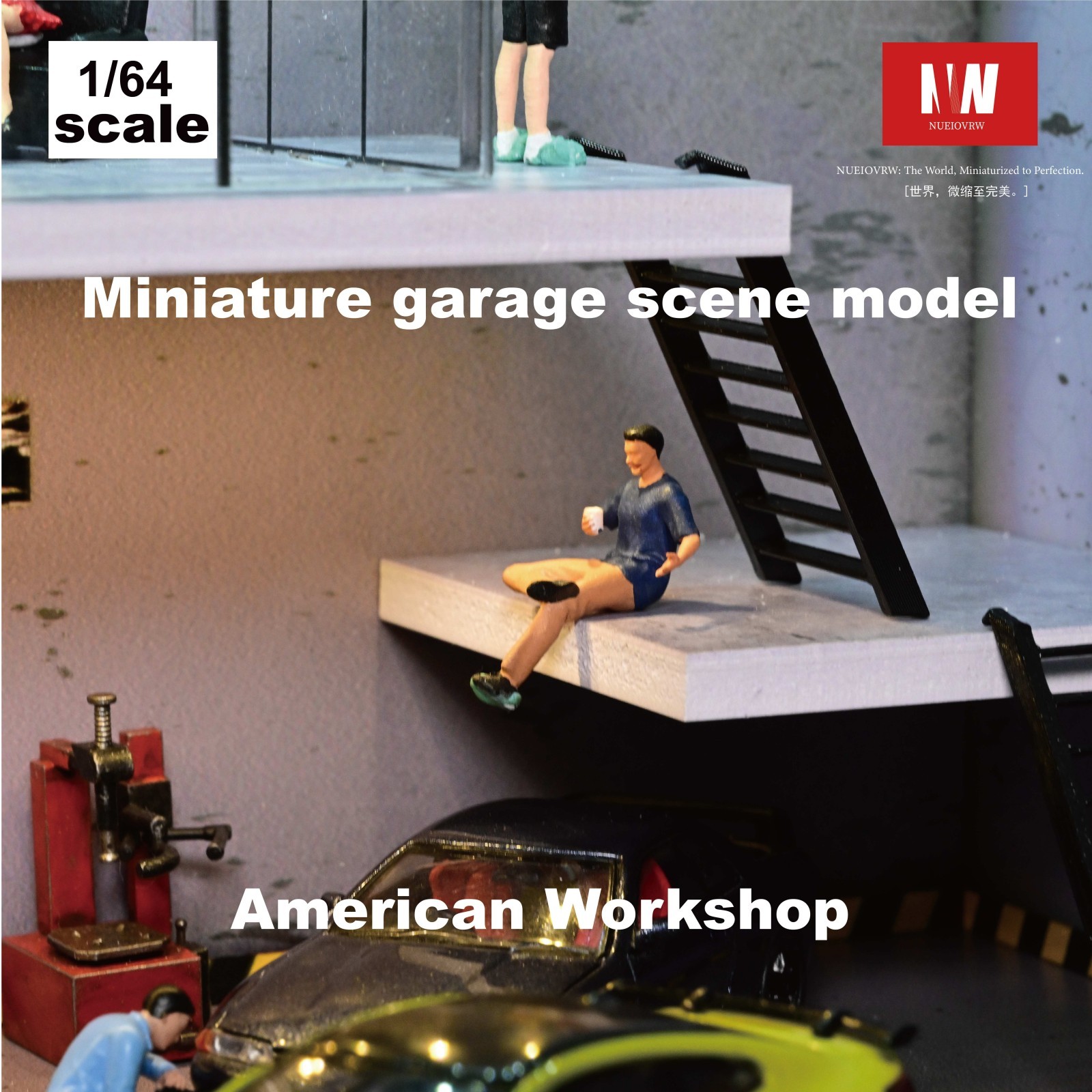 Diorama 1/64 Diecast Car Garage Model LED Lighting Parking Lot Display Case US