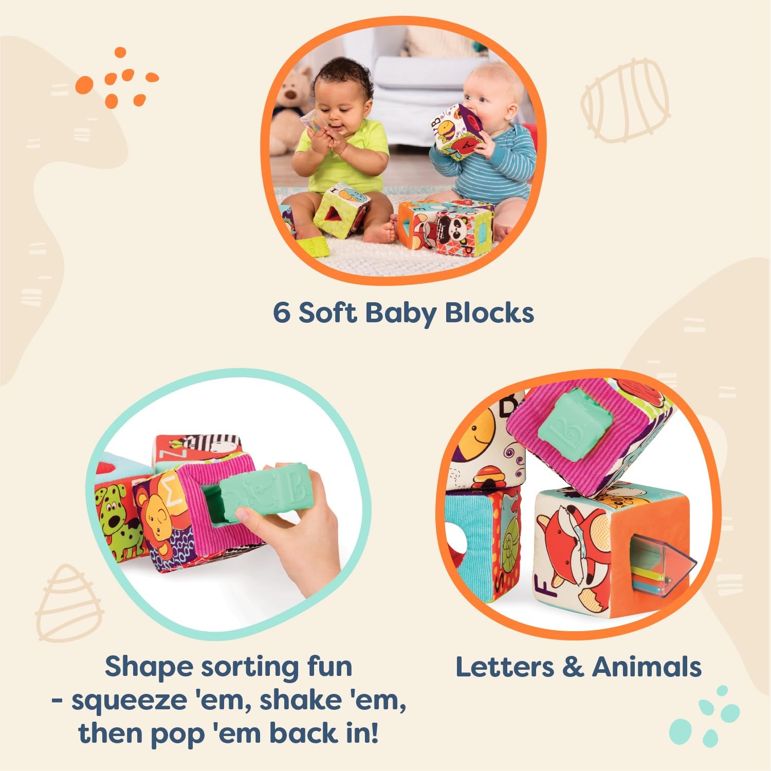 B. toys â€“ Soft Fabric Building Blocks for Toddlers â€“ Educational Alp