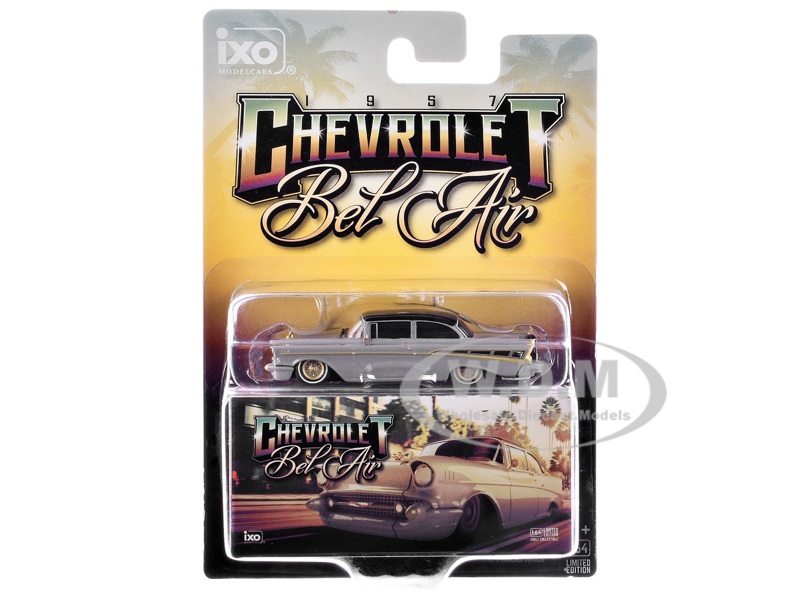 1957 CHEVROLET BEL AIR LOWRIDER GRAY 1/64 DIECAST MODEL CAR BY IXO IA64014