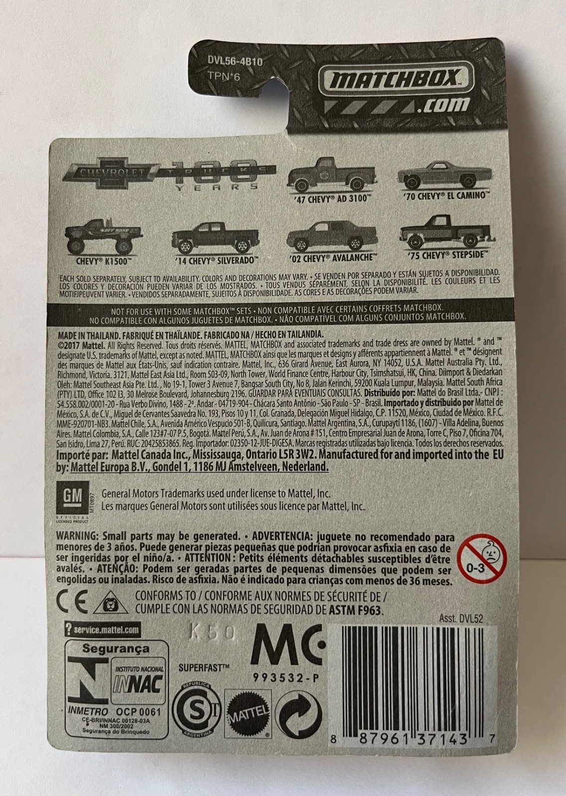 Matchbox ’14 Chevy Chevrolet Silverado 1500 Pick Up Truck 100 Years