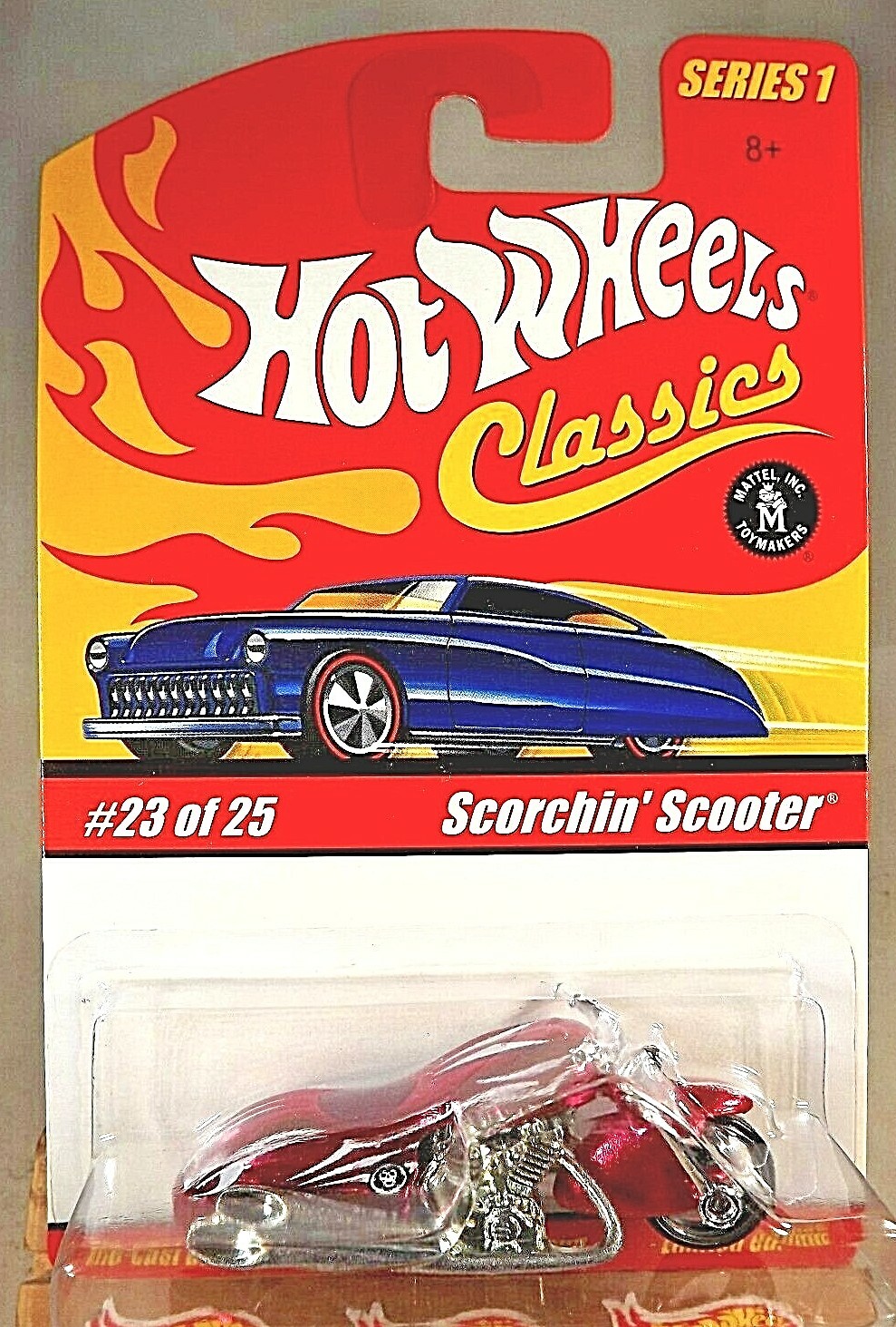 2004 Hot Wheels Classics Series 1 23/25 SCORCHIN SCOOTER Pink Variant w/BlkMC3Sp