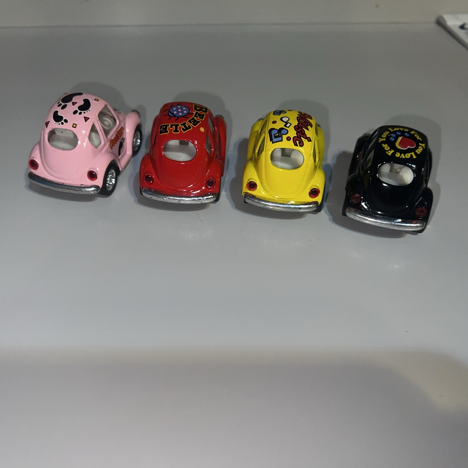 Vintage 1992 KinToy Pull Back Die Cast Metal Volkswagen Car Beetle Models Lot 4