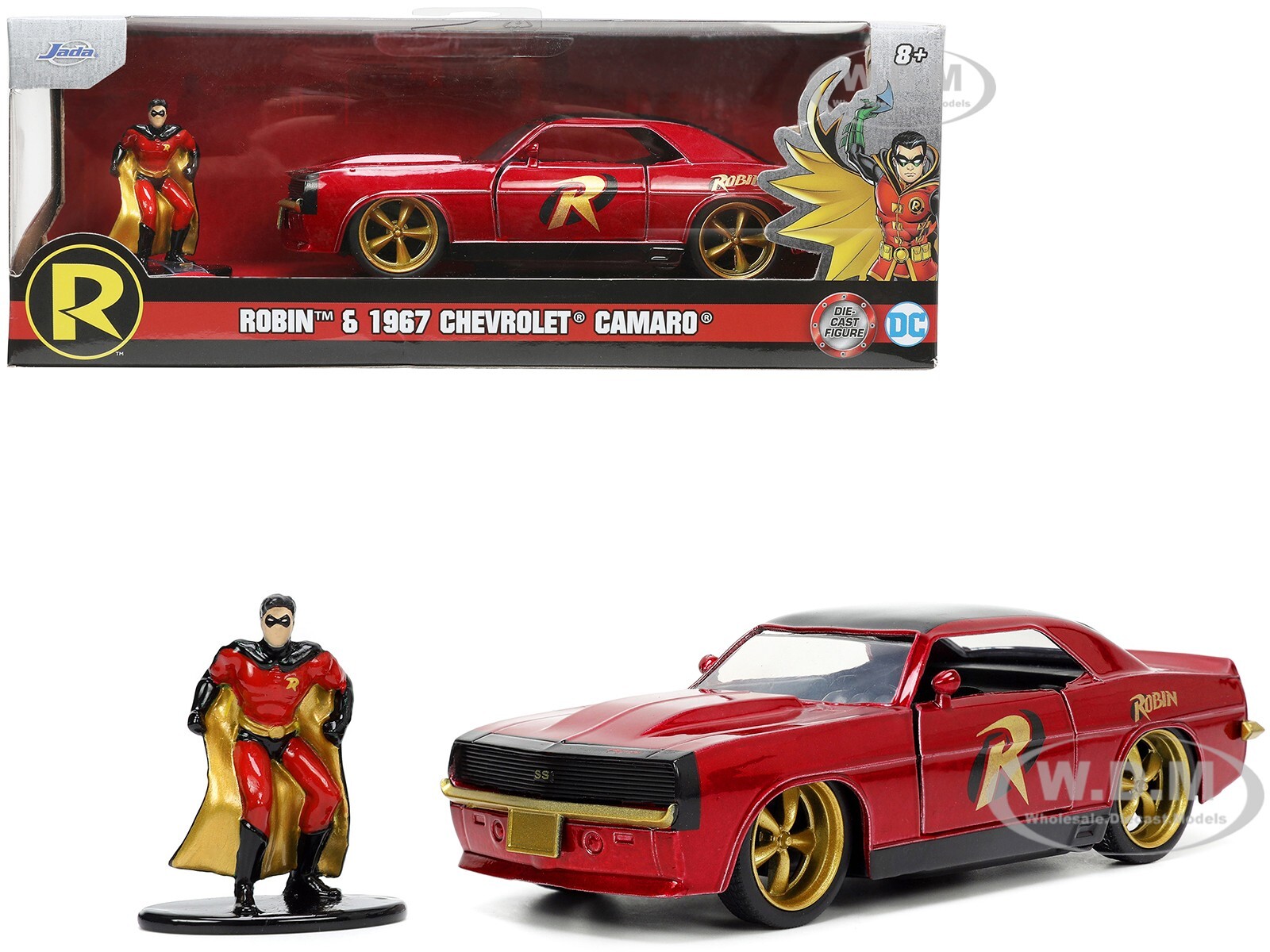 1969 CHEVROLET CAMARO DARK RED & ROBIN FIGURE “BATMAN” 1/32 DIECAST JADA 33088