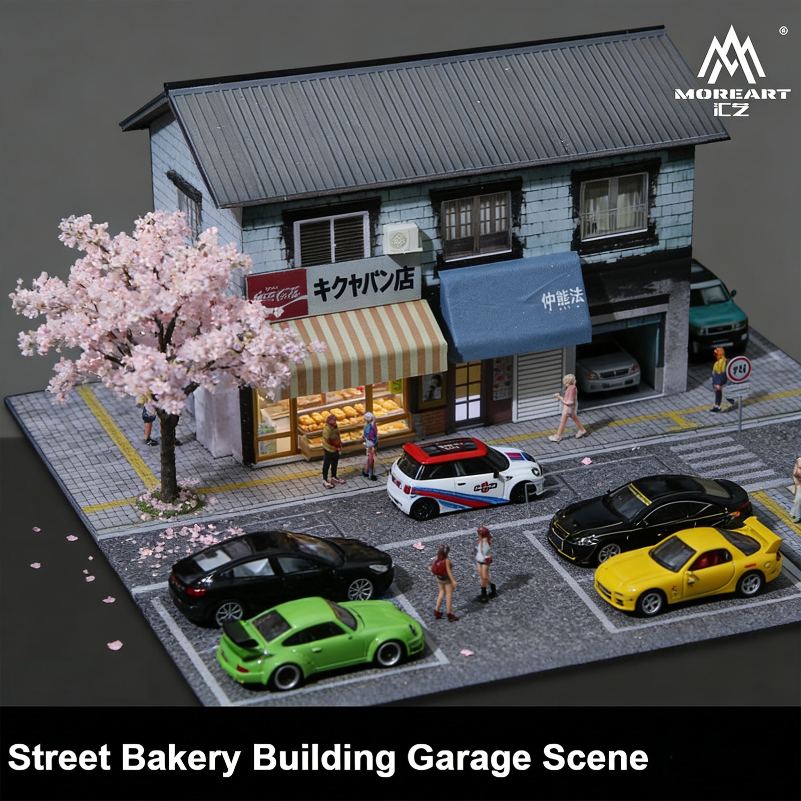 Diorama 1/64 Diecast Car Garage Model LED Street Factory Building Display Toy US