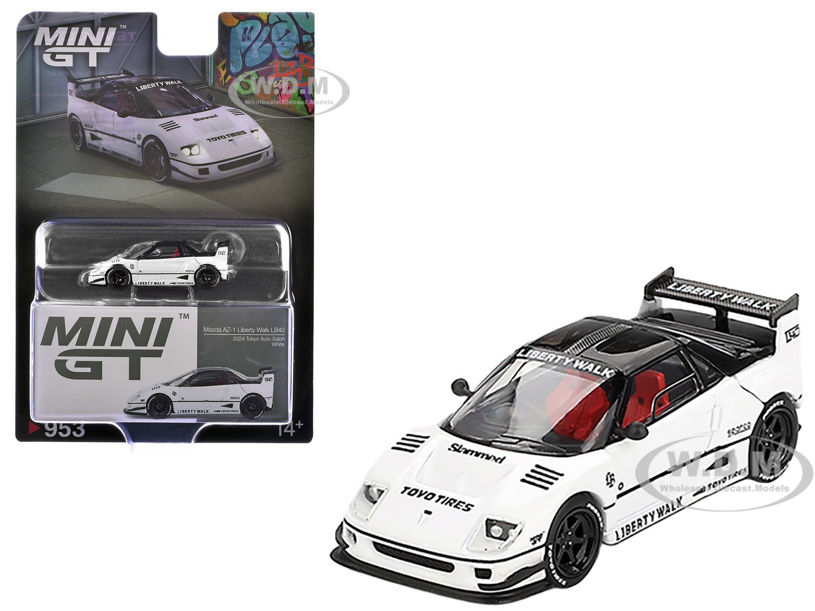 MAZDA AZ-1 LIBERTY WALK LB40 RHD WHITE “2024 TAS” 1/64 MODEL BY MINI GT MGT00953