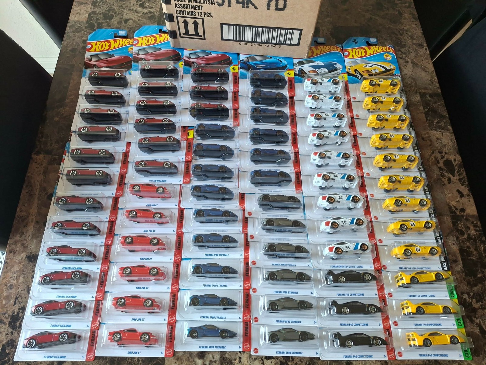 Hot Wheels Ferrari Lot of 72 in Case: Stradale/Competizione/Dino/GTB4/12Cilindri