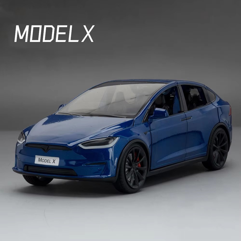 1:24 Tesla Model X Diecast Model Car w/ Sound Light Pull Back Toy Gift