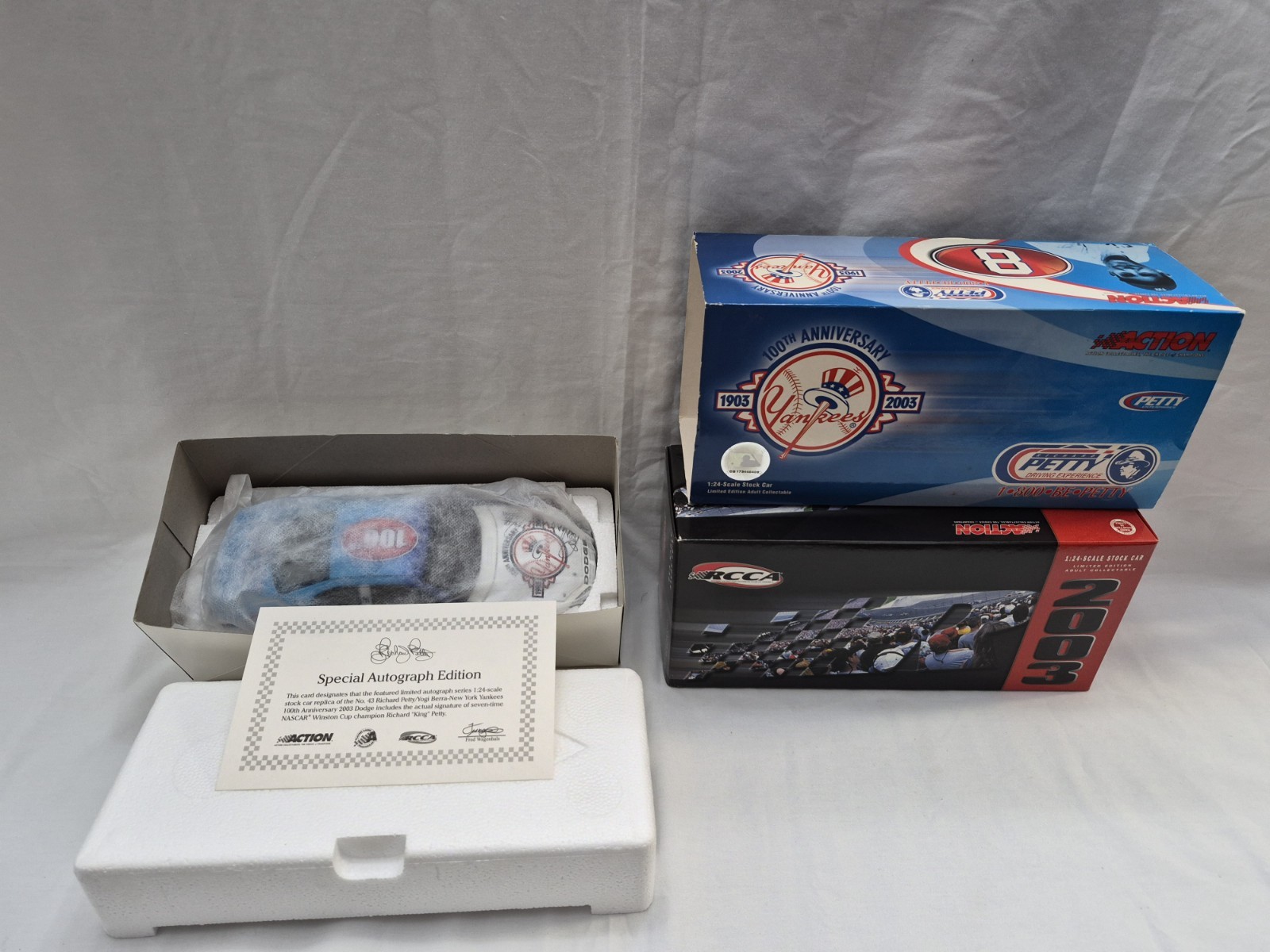 Autographed 2003 Richard Petty Yogi Berra #43 #8 NY Yankees 100th Anniversary