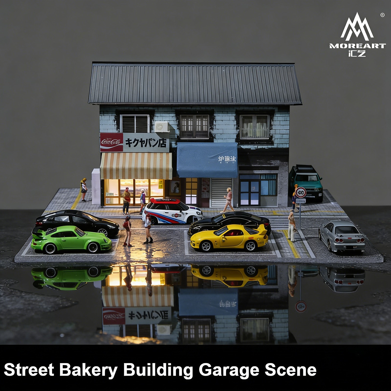 Diorama 1/64 Diecast Car Garage Model LED Street Factory Building Display Toy US