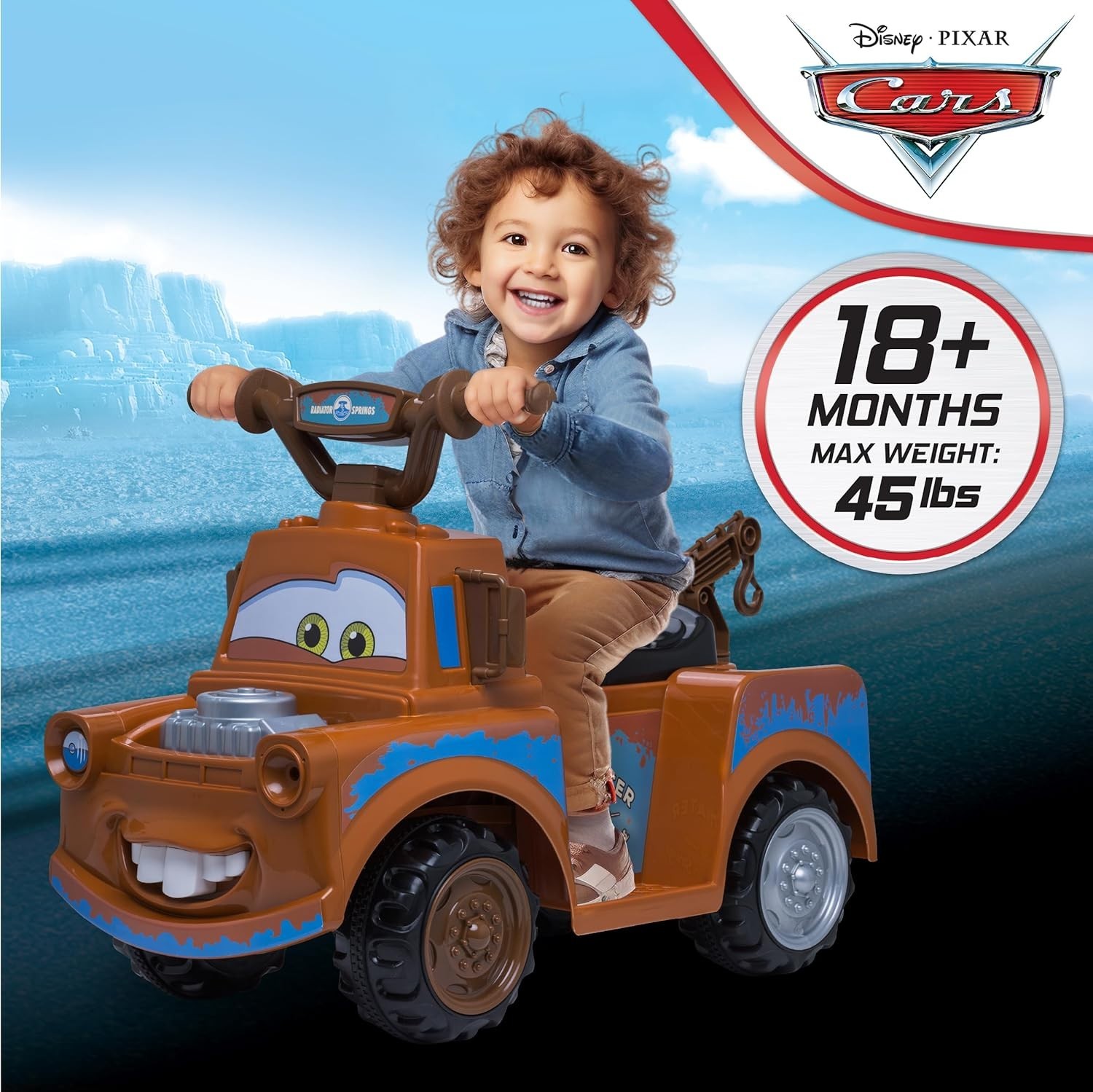 Toddler Disney Cars 3 Tow-Mater Electric Quad Ride-On, Kids 1.5-3 Years Old, …