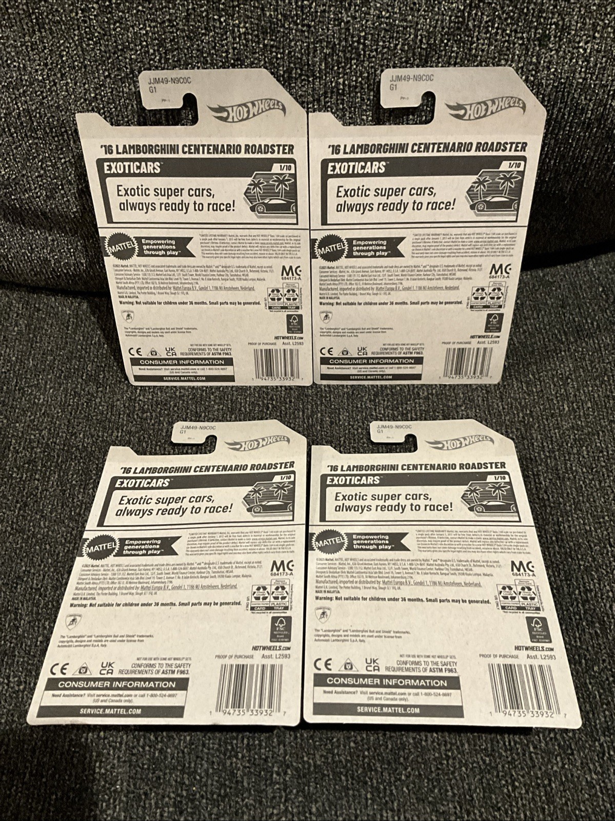Hot Wheels 2026 Kroger Exclusive ’16 Lamborghini Centenario Roadster (Lot Of 4)