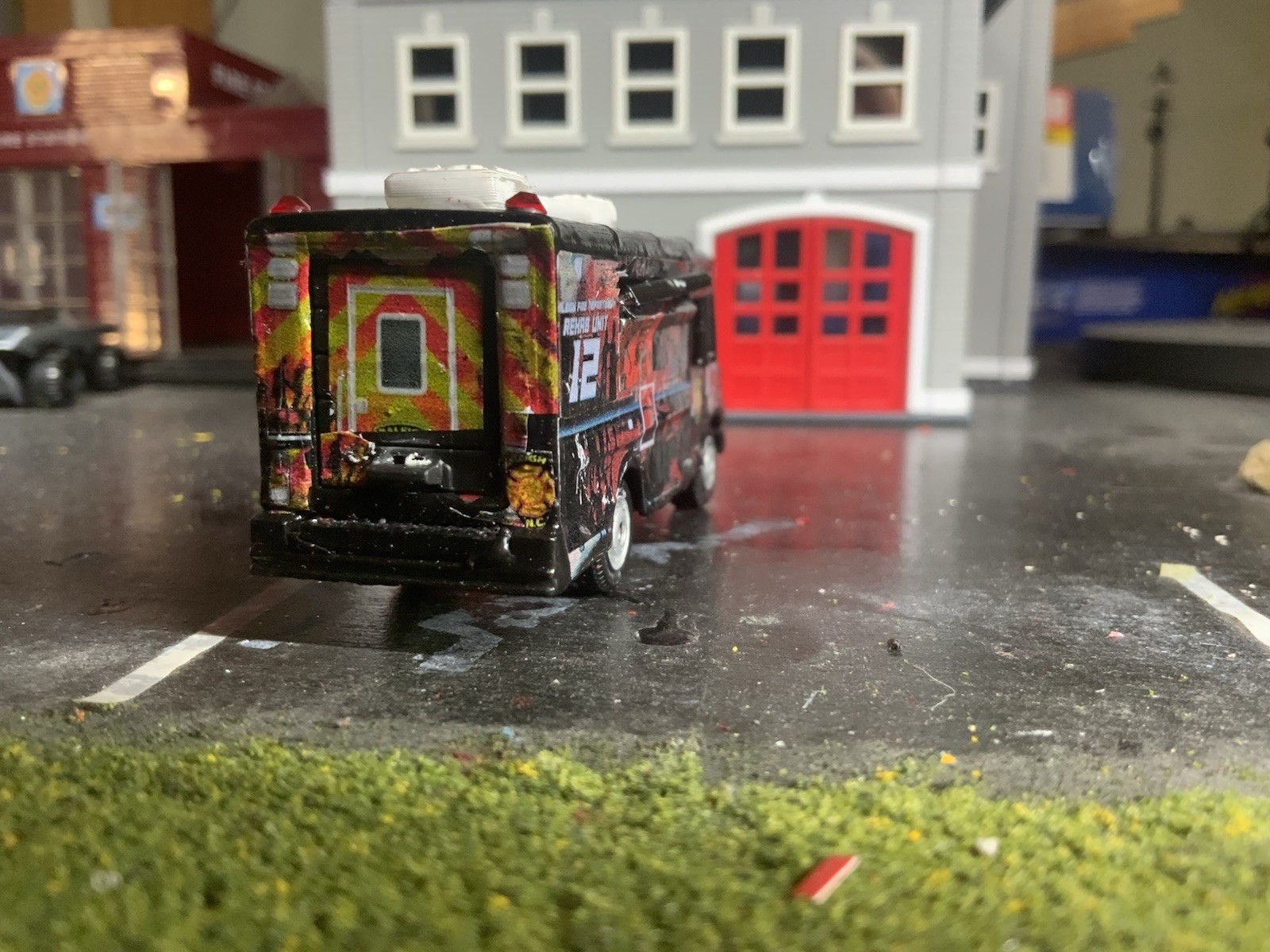 Matchbox Kitbashed Raleigh Fire Dept Rehab 12 With Retractable Canopy