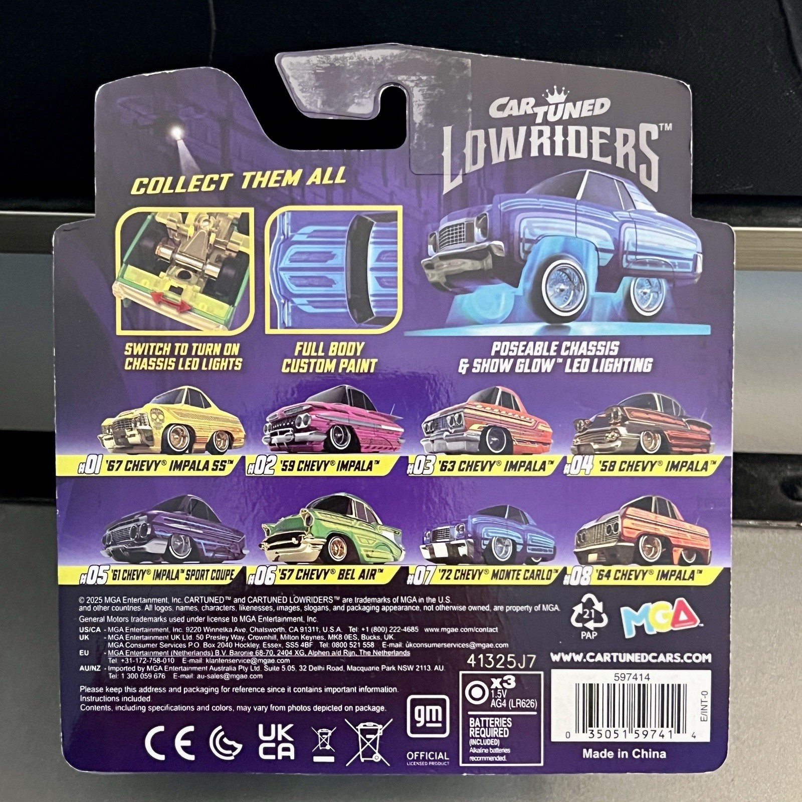 Car Tuned Lowriders Series 1 ’72 Chevy Monte Carlo #07 – Poseable Chassis w/ LED