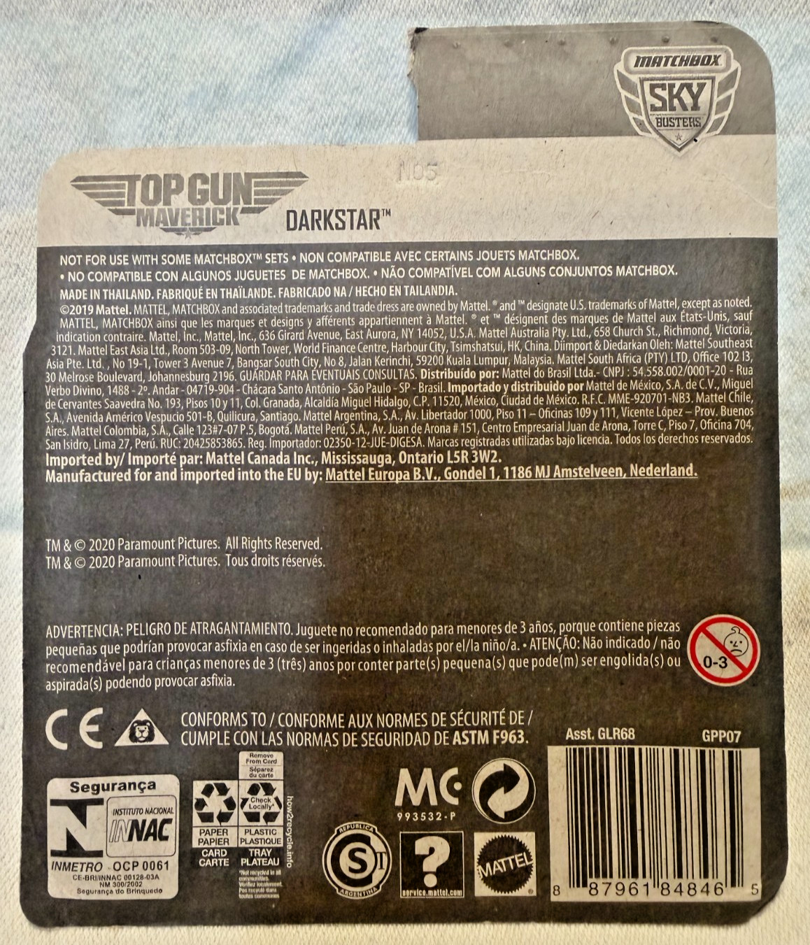 MATCHBOX – SKY BUSTERS – TOP GUN MAVERICK #1/15 – DARKSTAR – BLACK/GRAY