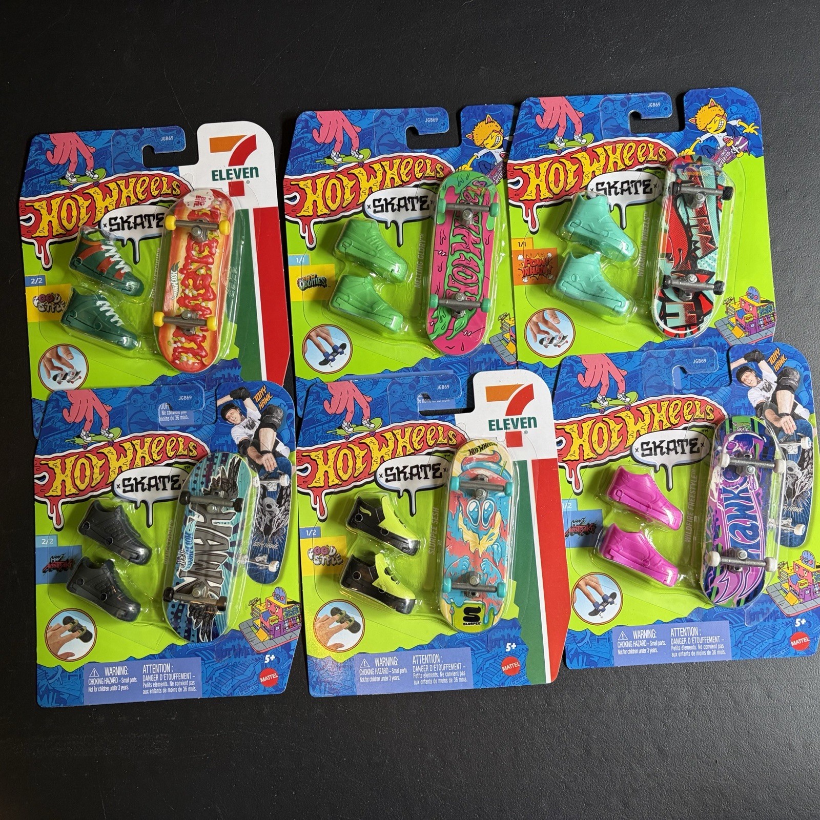 Hot Wheels Skate 7-11 Exclusive Tony Hawk New Skateboard Lot 6 2022-2025