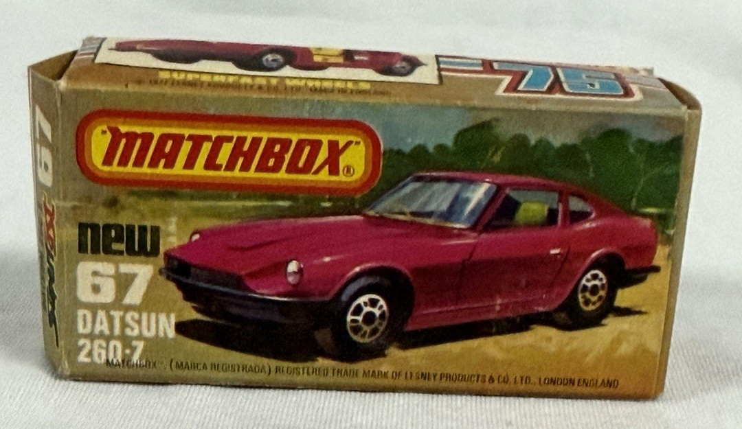 Matchbox Lesney Superfast #67- 1970’s Datsun 260-Z Purple, Original Type L Box