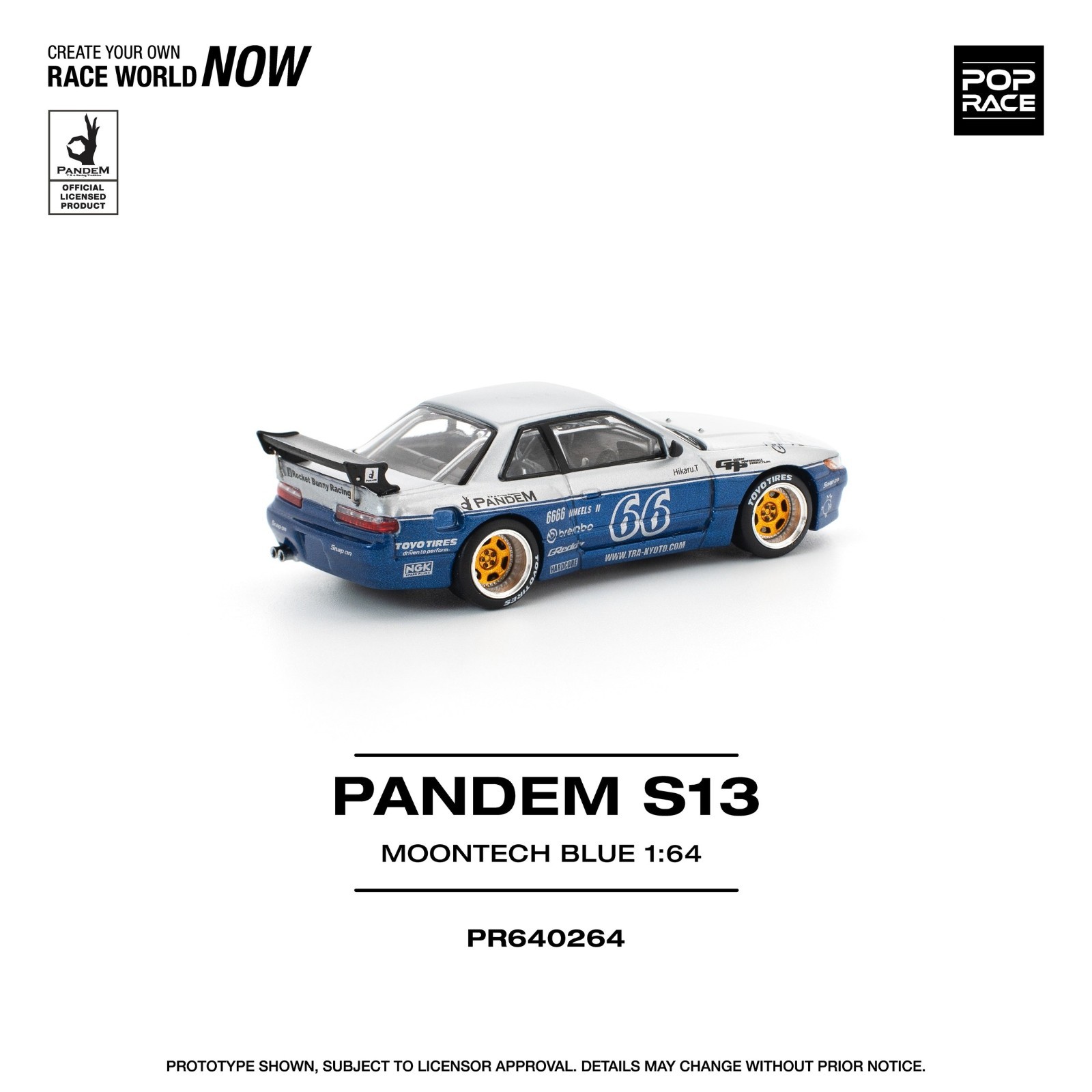 Pop Race 1:64 Pandem Nissan Silvia S13 MOONTECH BLUE