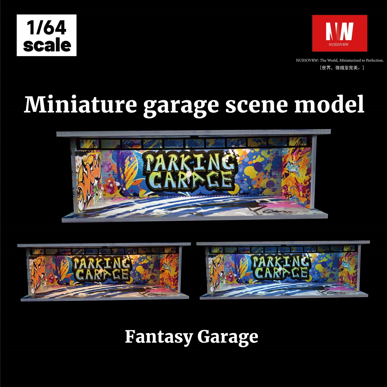 Diorama 1/64 Diecast Garage Showroom Model LED Parking Lot Model Display Case US